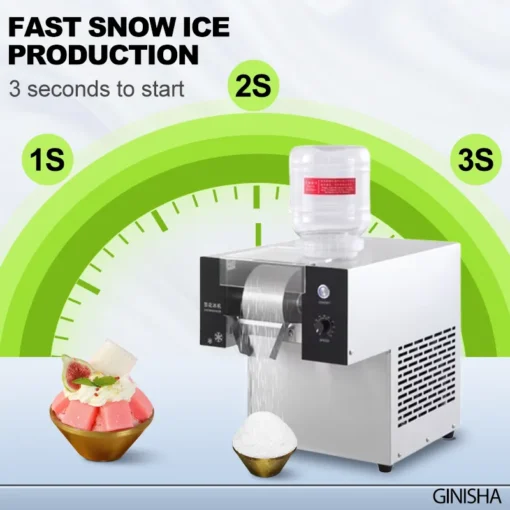 commercial bingsu machine 80kg/24h, 125kg/24h, 170kg/24h air cooled, plug and play, small commercial snowflake ice maker